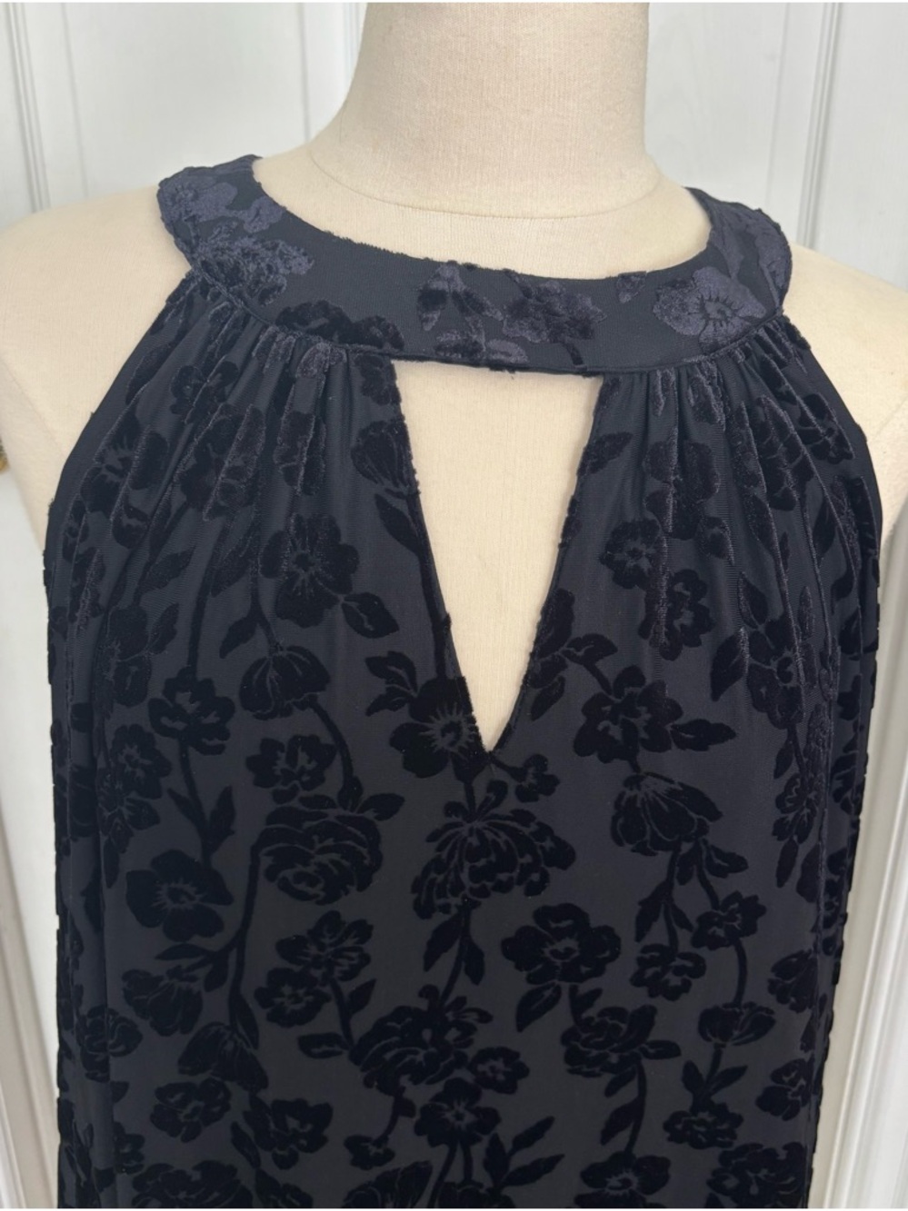 Black Floral Burnout Halter Dress by Just Found 1X
